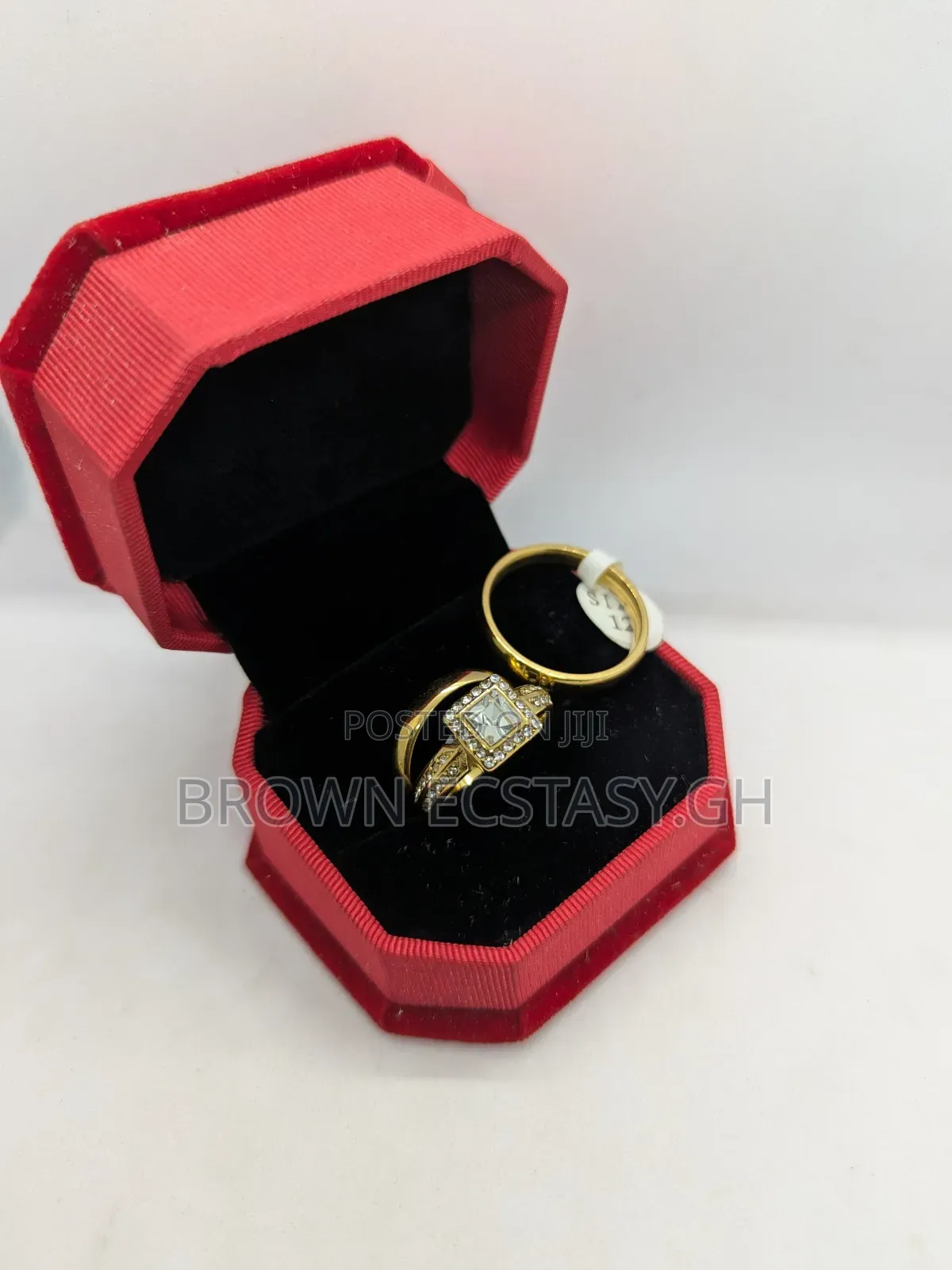 3 Piece Wedding Rings Square Shaped Stones (Swipe)