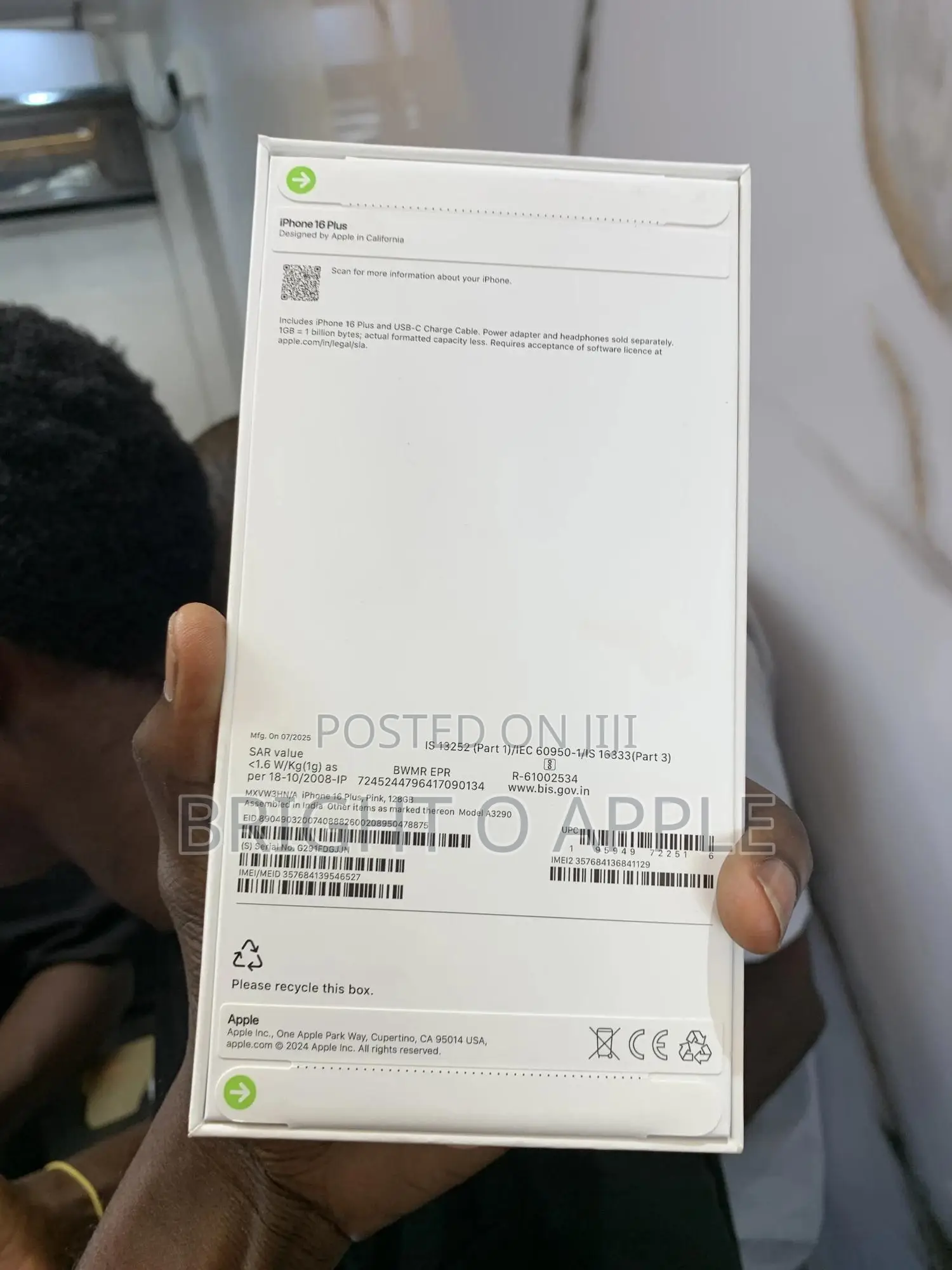 New Apple iPhone 16 Plus 128 GB Pink