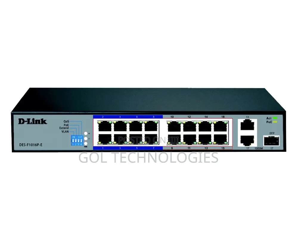 D-Link 16-Port 10/100 Long Range Poe+ Surveillance Switch Des-F1016p-E