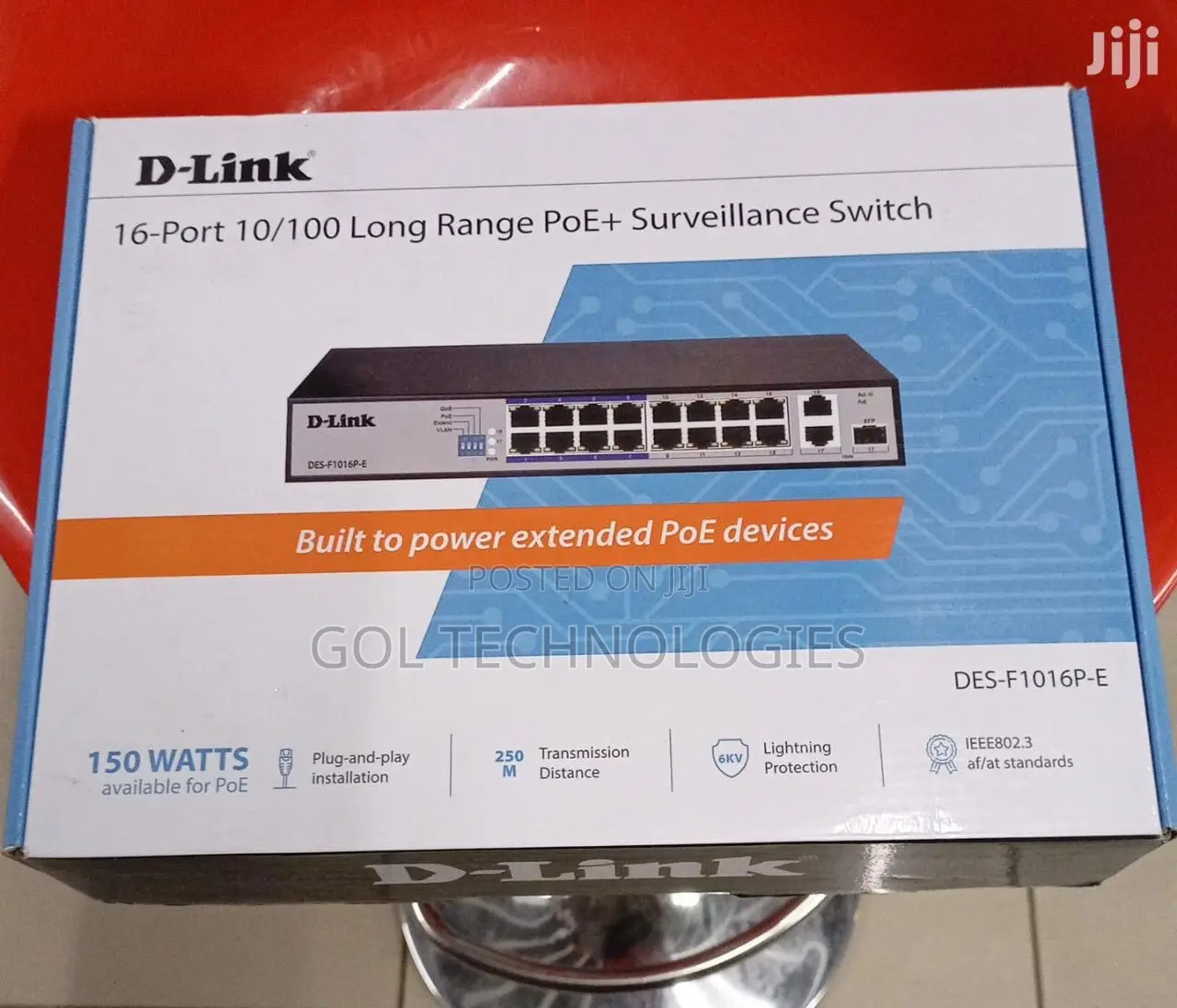 D-Link 16-Port 10/100 Long Range Poe+ Surveillance Switch Des-F1016p-E