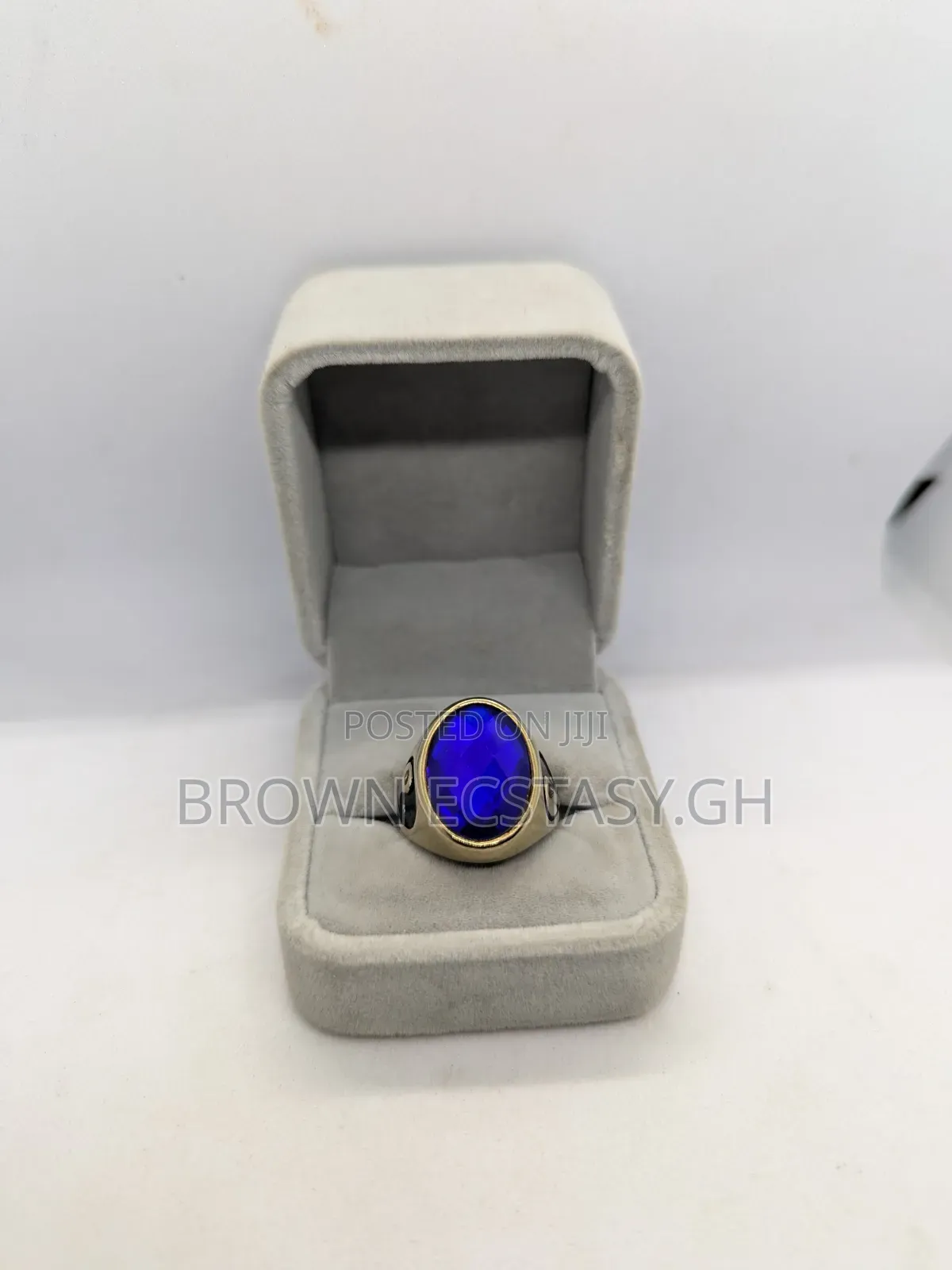 Gold Plated Blue Stone Rings (Yin Yang)