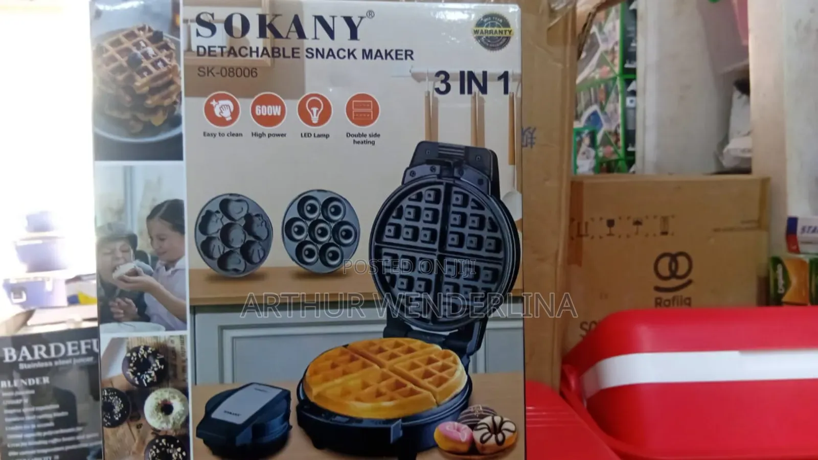 Sokany Detachable Snack Maker 3 in 1.( 600watt)