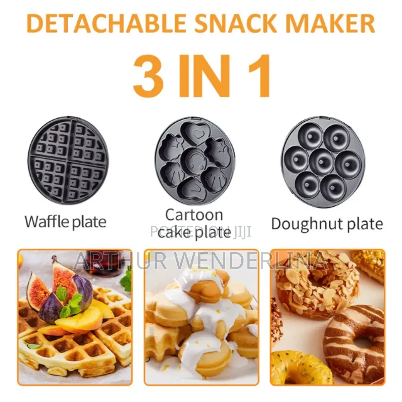 Sokany Detachable Snack Maker 3 in 1.( 600watt)