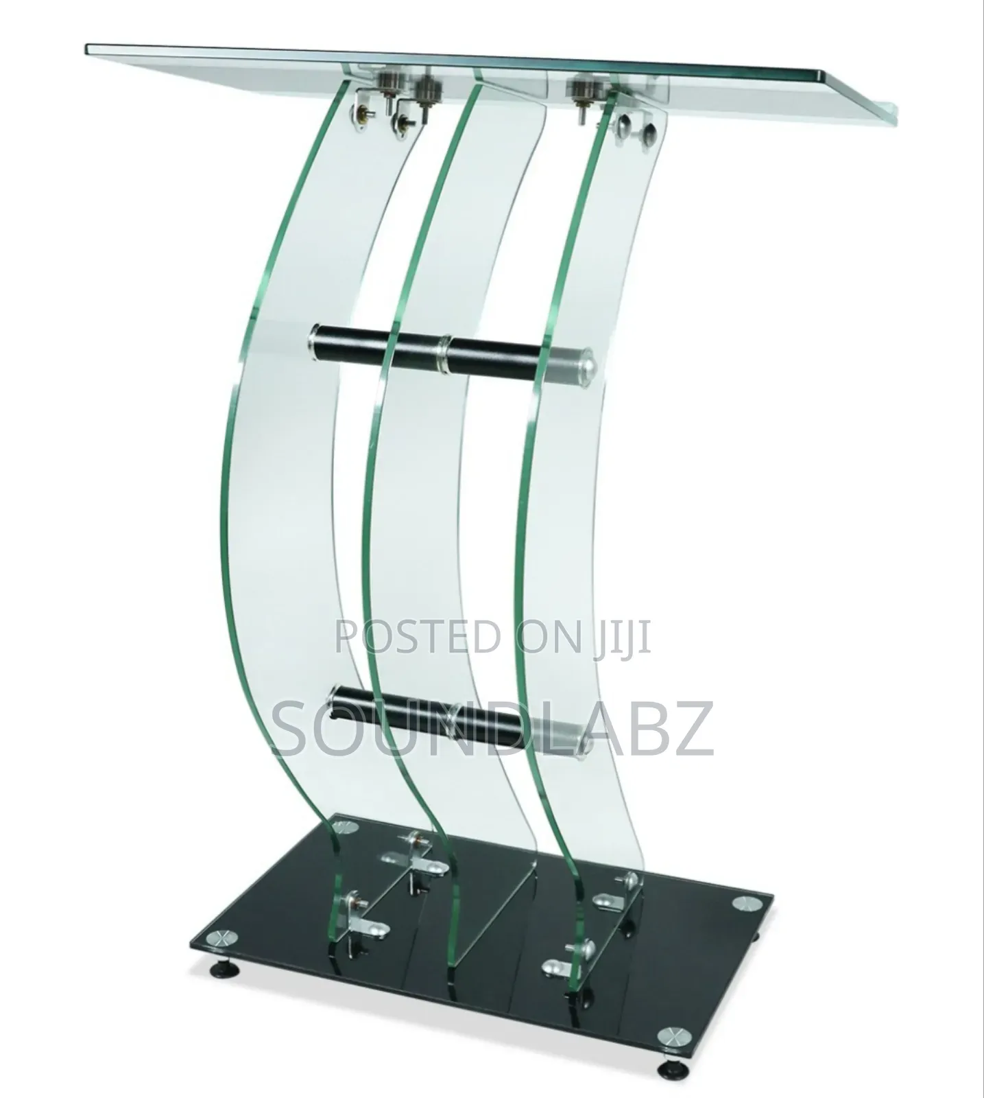 Glass And Metal Lectern Or Podium.
