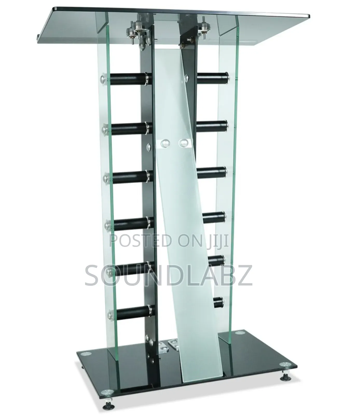 Modern Glass And Black Metal Podium