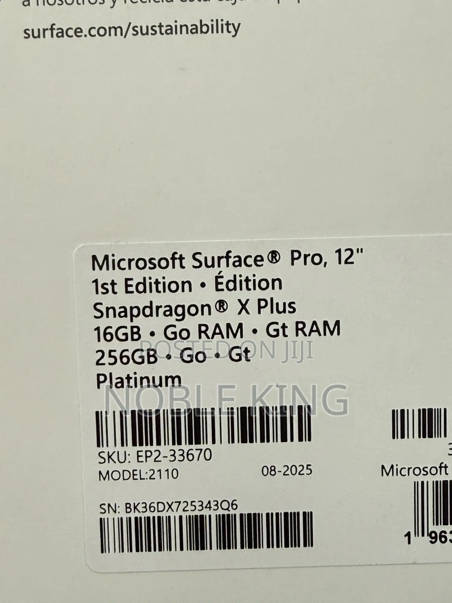 New Laptop Microsoft Surface Pro Copilot+ PC 12 16GB SSD 256GB