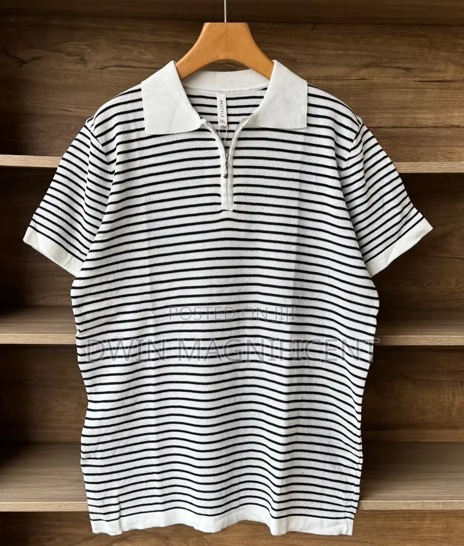 Classic Striped Polo Shirt for Men | Premium Knit Design |