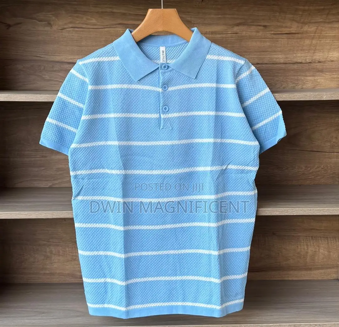 Classic Striped Polo Shirt for Men | Premium Knit Design |