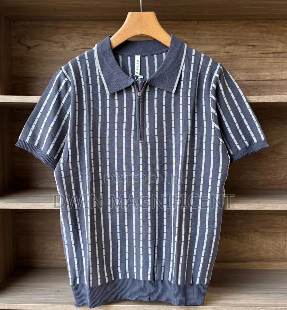 Classic Striped Polo Shirt for Men | Premium Knit Design |