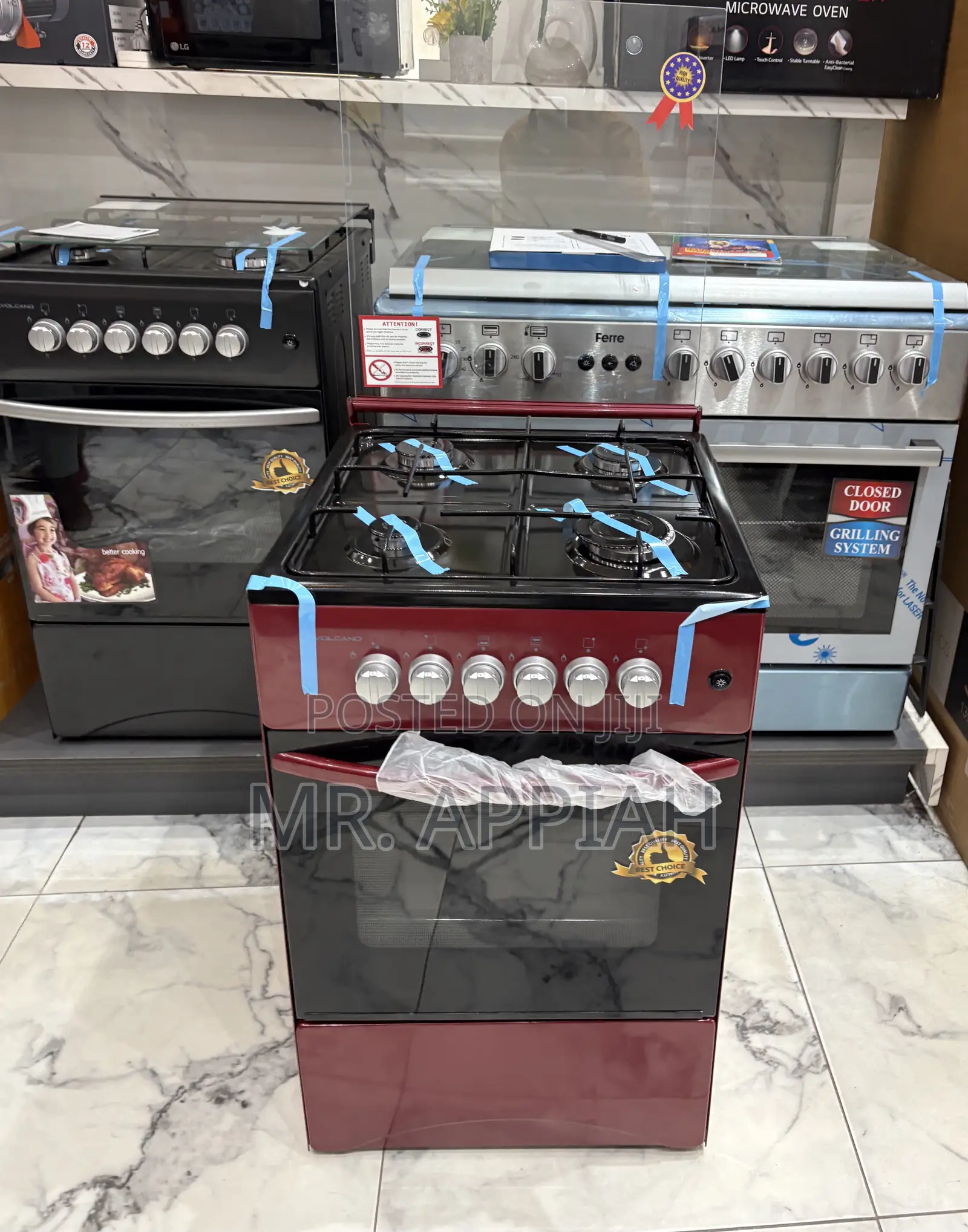 Choose Premium Volcano 4 Gas Burner With Grill(Red) 