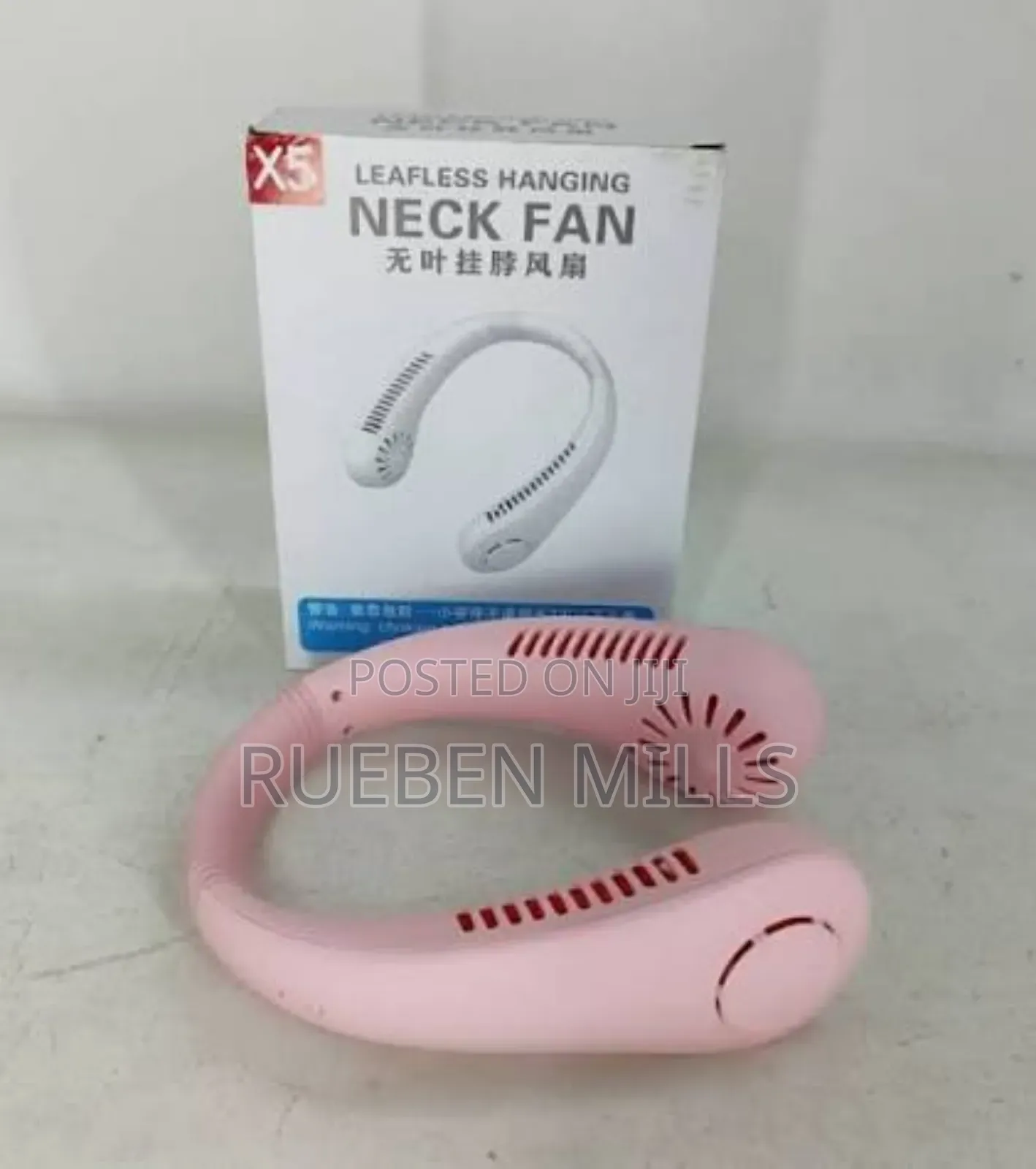 Pink X5 Portable Handheld Mini Neck Fan With Strong Battery