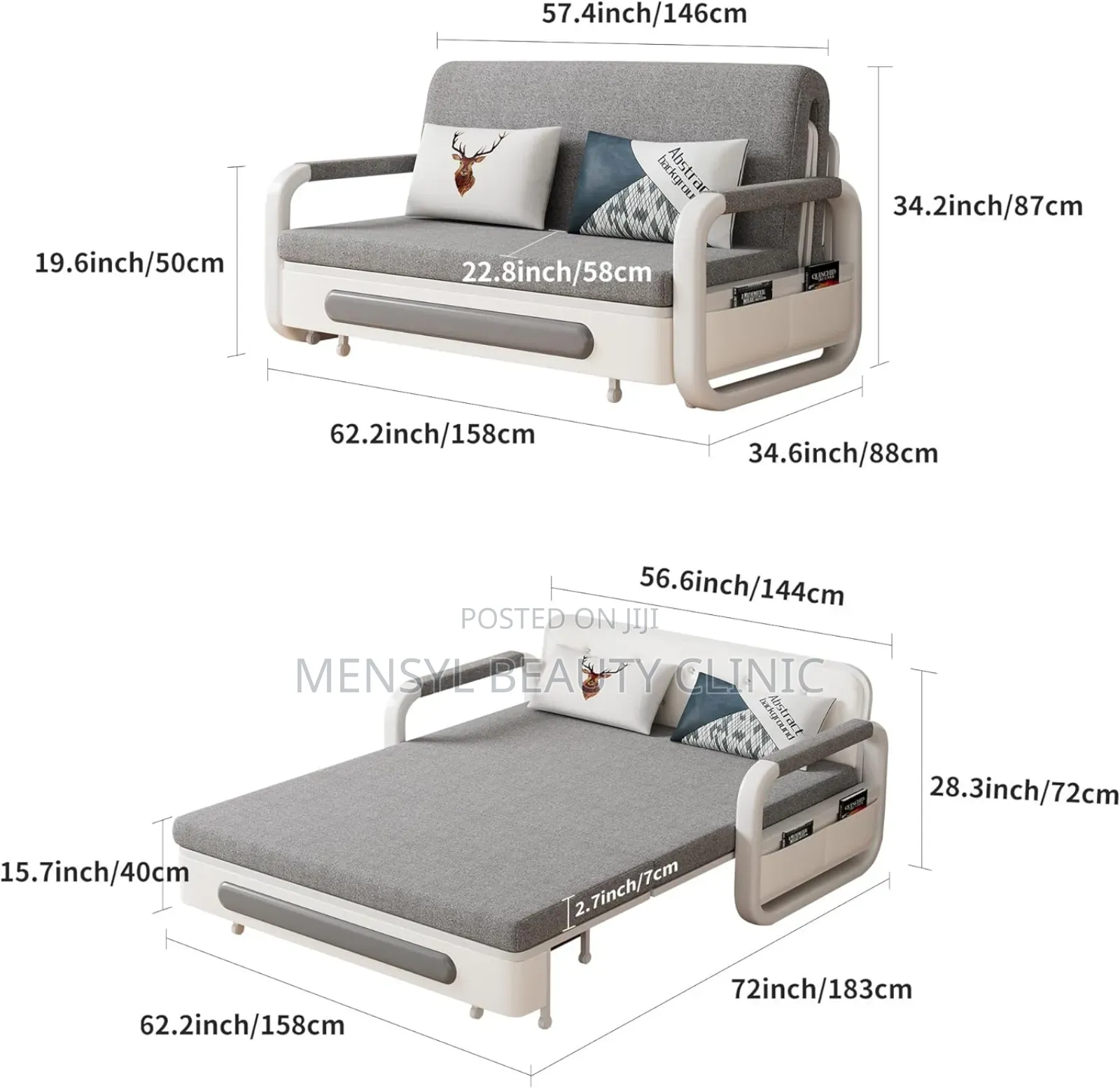 Heavy Duty Sofa Bed Double Bed Made With Metal Wood Have Storage