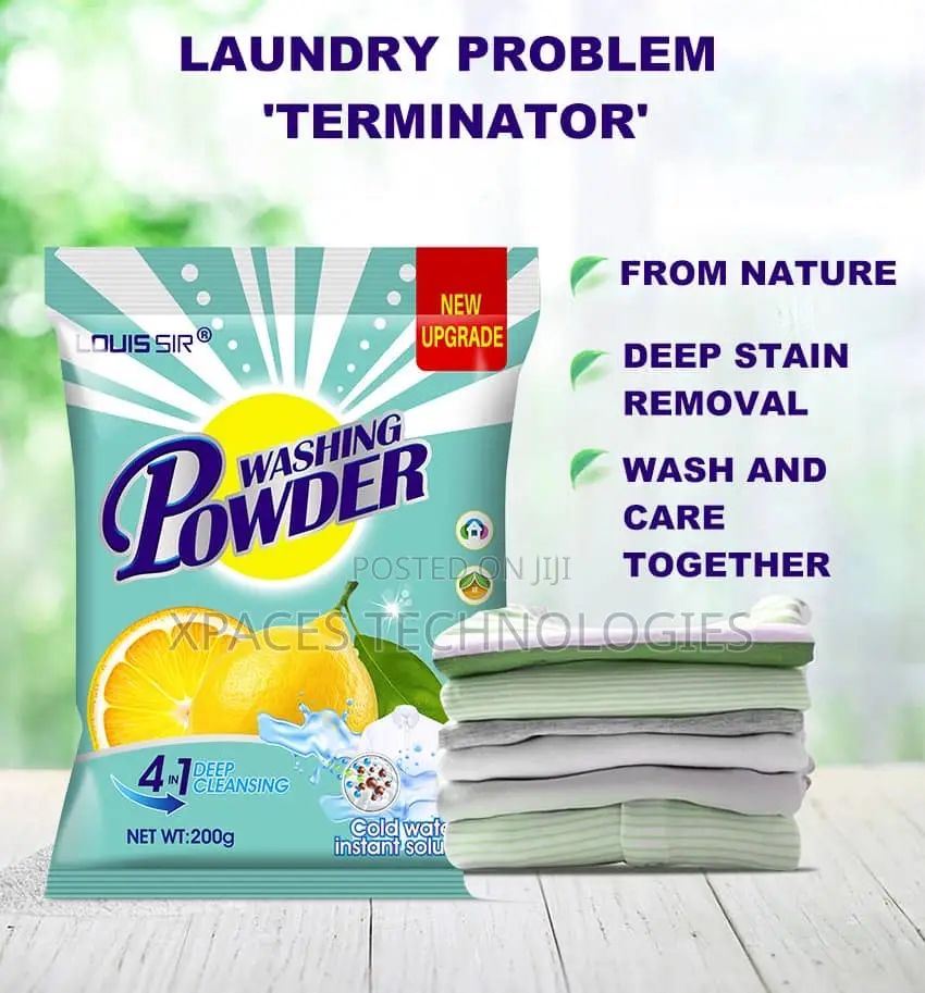 4 in 1 High Foaming Perfume Detergent Washing Powder, 200g 50packs