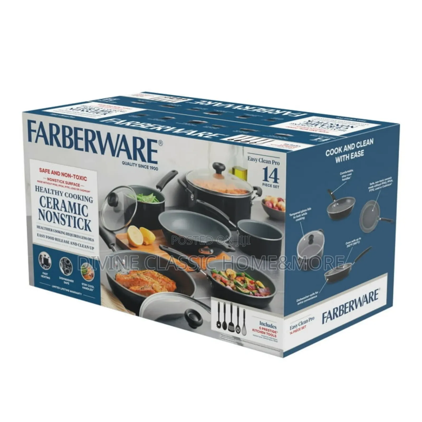 Farberware 14 PCS Ceramic Nonstick Cookware Set With Cooking Tools