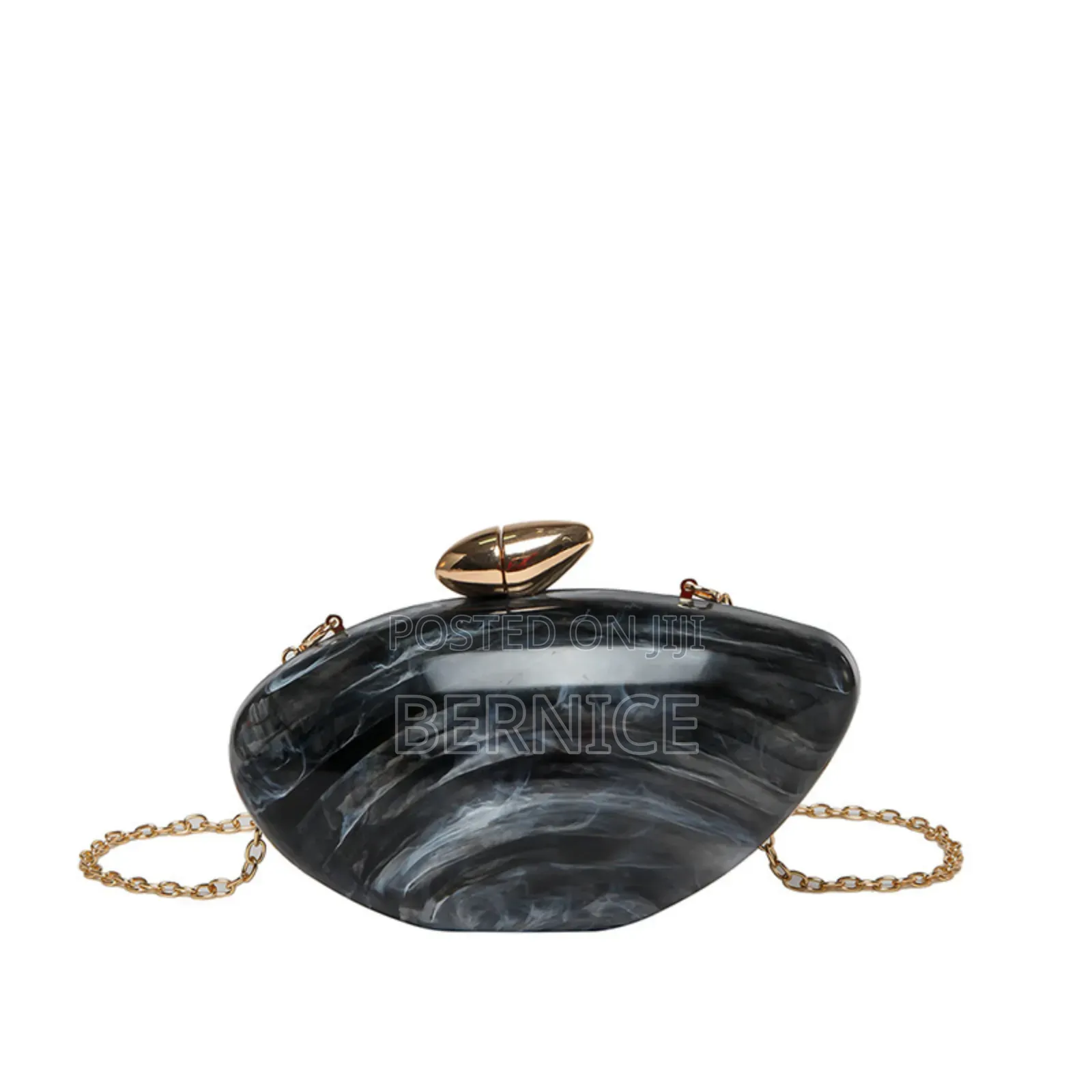 Elegant Blue Oval Clutch Bag – Stylish Unique Acryclic Design
