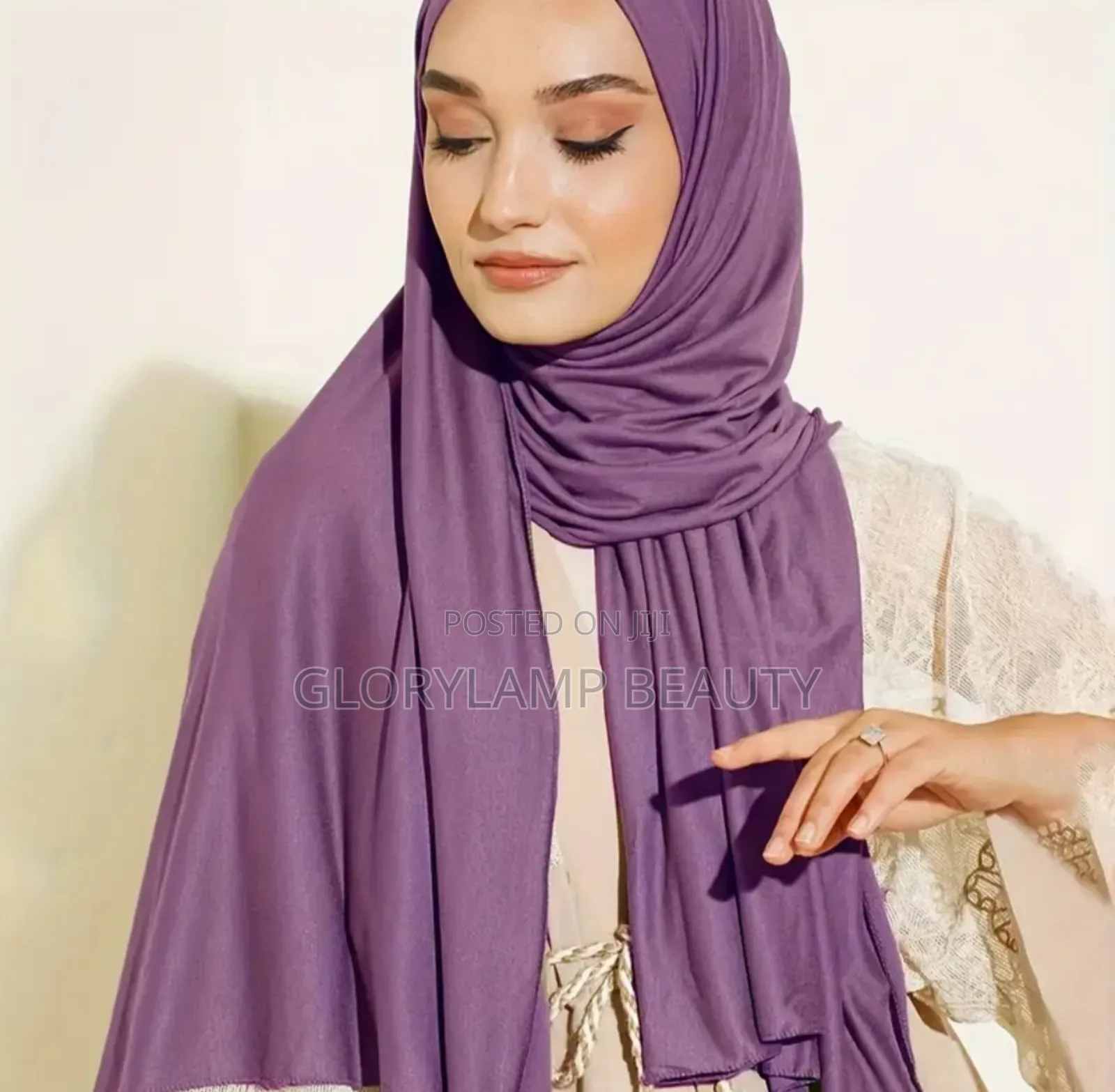 Elegant Plain Chiffon Hijab Scarf - White - Lightweight Breathable