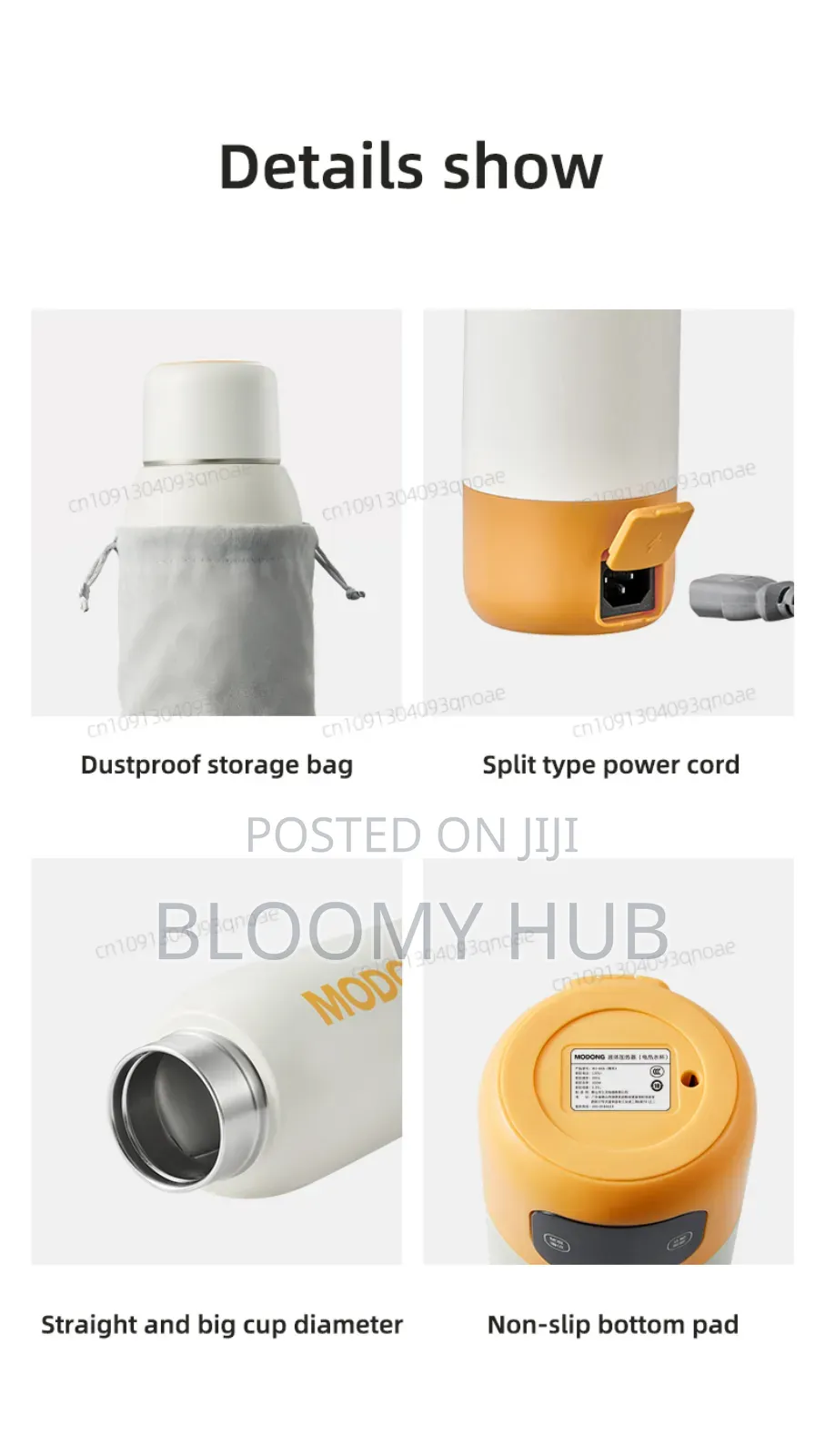 Modong Portable Electric Kettle Flask / Thermos Style Cup Stainless