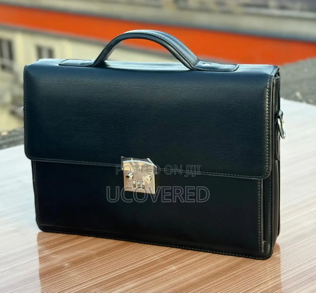 Men’S Leather Briefcase Locking Laptop Messenger Bag