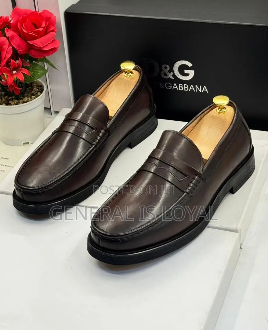 D&G Men’S Dark Coffee Leather Loafers Shoe