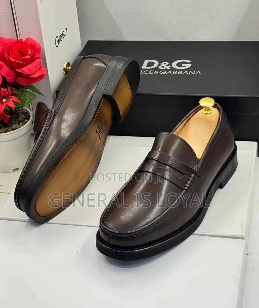 D&G Men’S Dark Coffee Leather Loafers Shoe