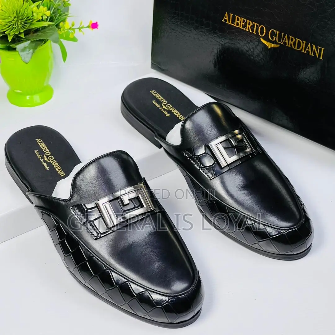 Alberto Gilardino Black Leather Men’S Halfshoe