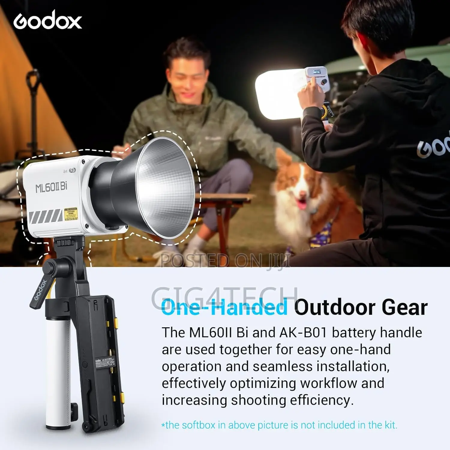 Godox Ml60iibi Bi-Color Led Monolight Kit1 and Ak-B01 Battery Handgrip