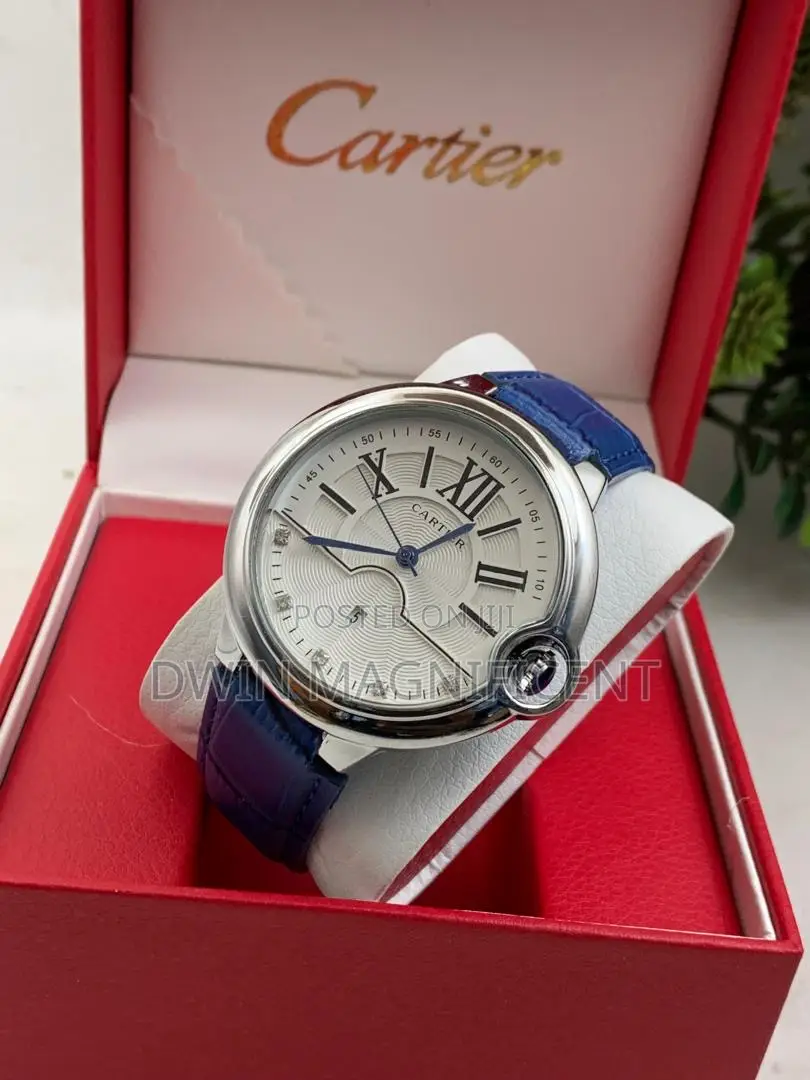 Cartier Ballon Bleu Leather Strap Watch, Bracelet And A Necklace.