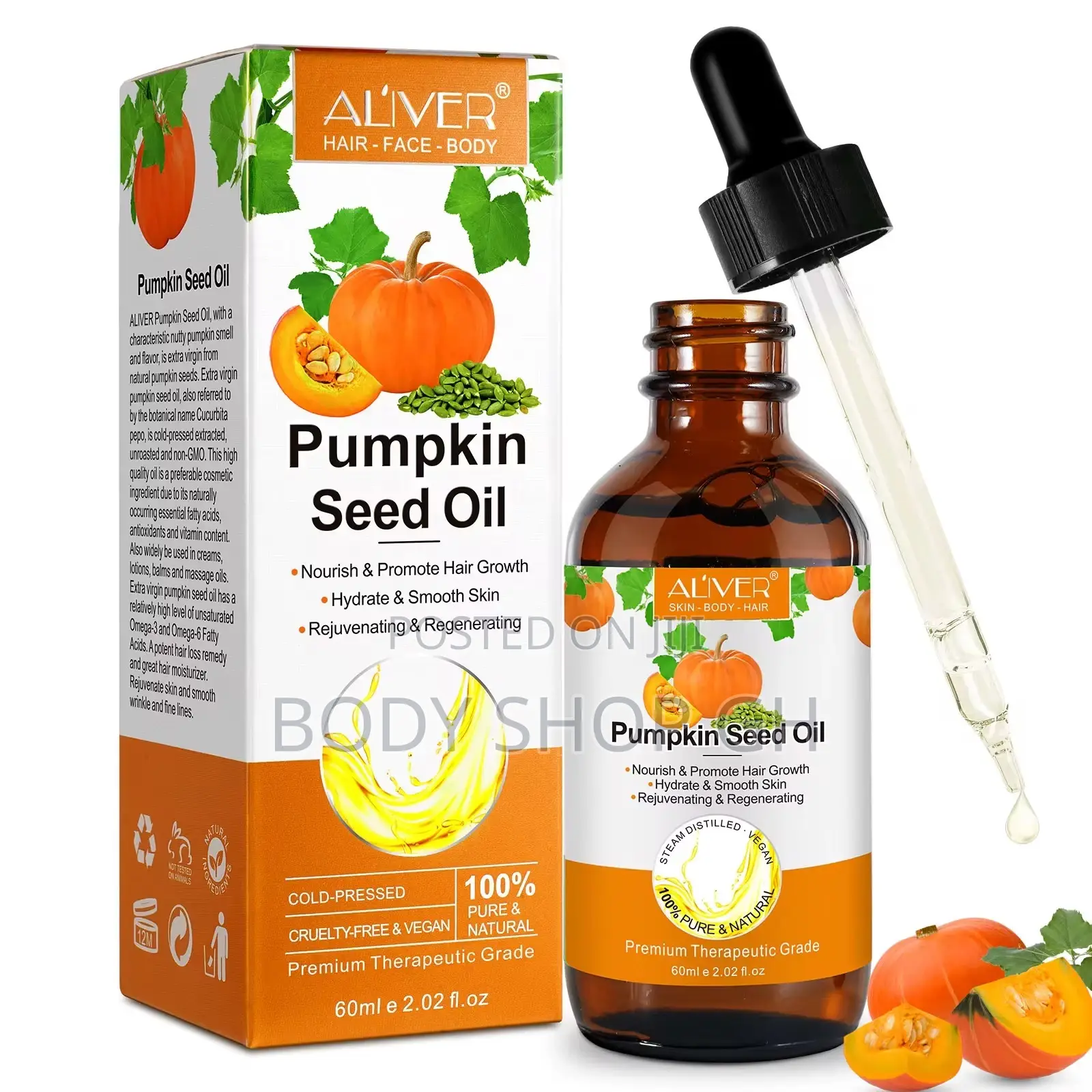 Pumpkin Seed Oil – Cold-Pressed 100% Pure, for Hair, Dry Skin Face