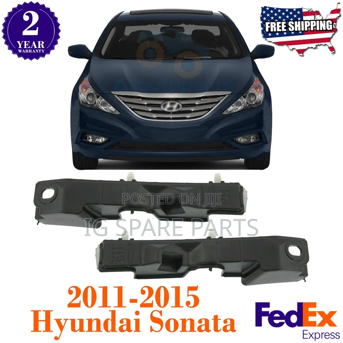 Hyundai Sonata 2011-2014 Front Bumper Bracket Pair
