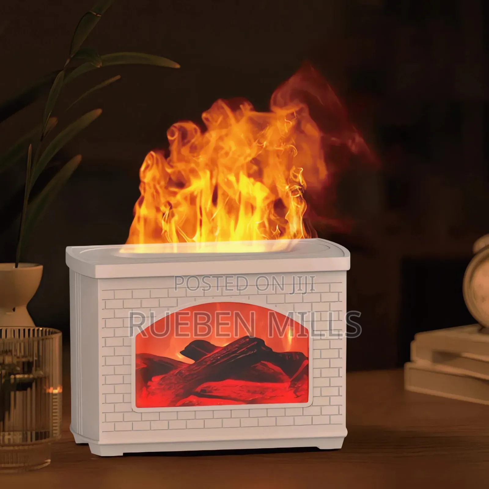 White 270ml Big Size Madel 915 Essential Oil Fireplace Flame Diffuser
