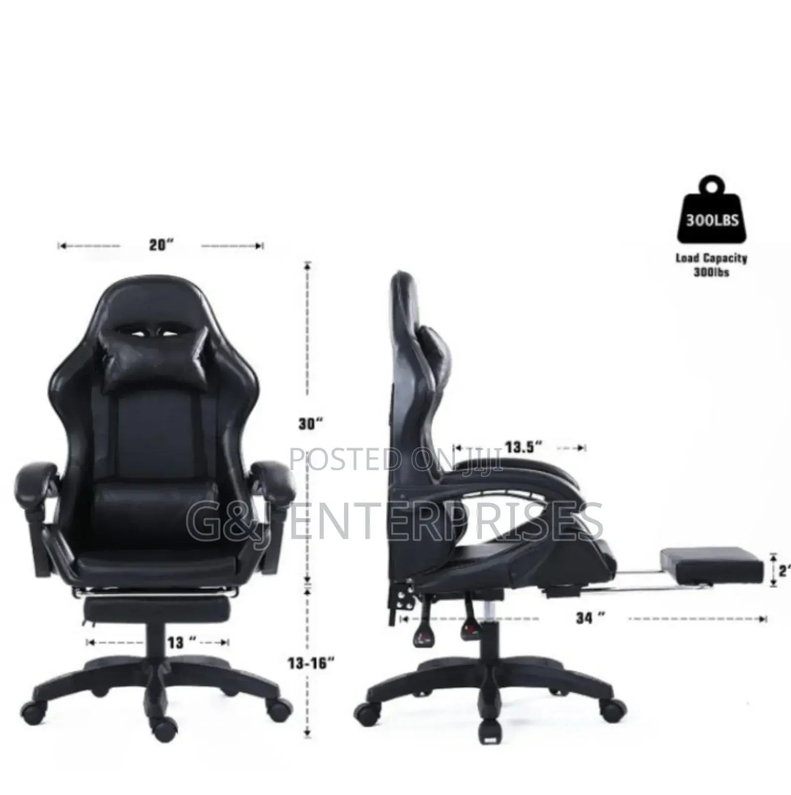 Leather Gaming Chair With Footrest