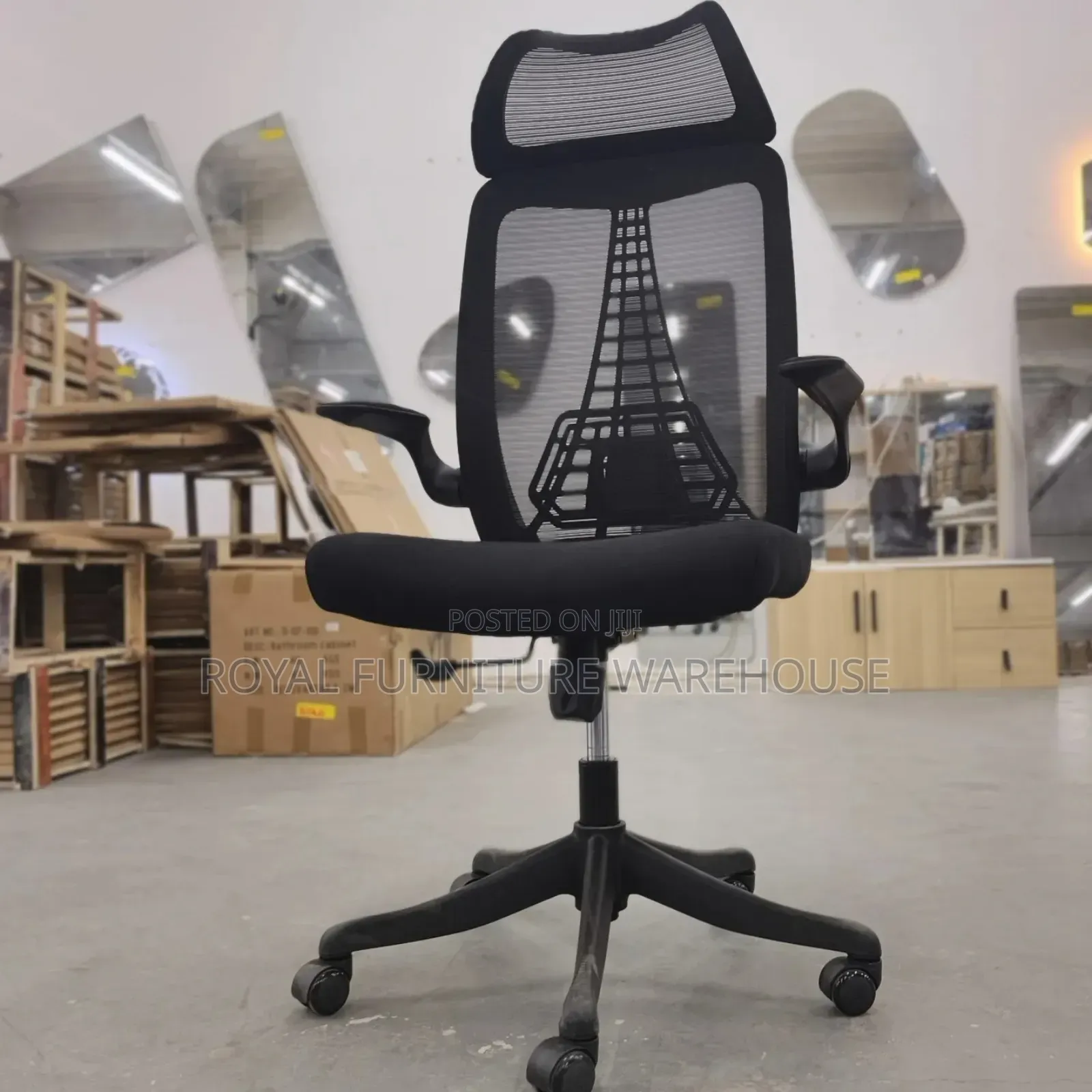 Black Swivel Office Chair With Flip Up Arms