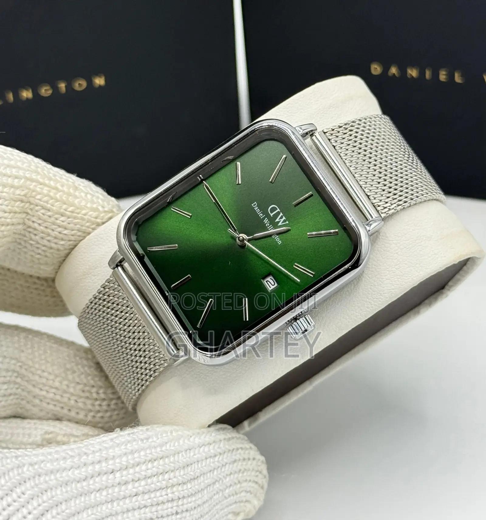 Rectangular Stainless Dial Mesh Strap Daniel Wellington Unisex Watch