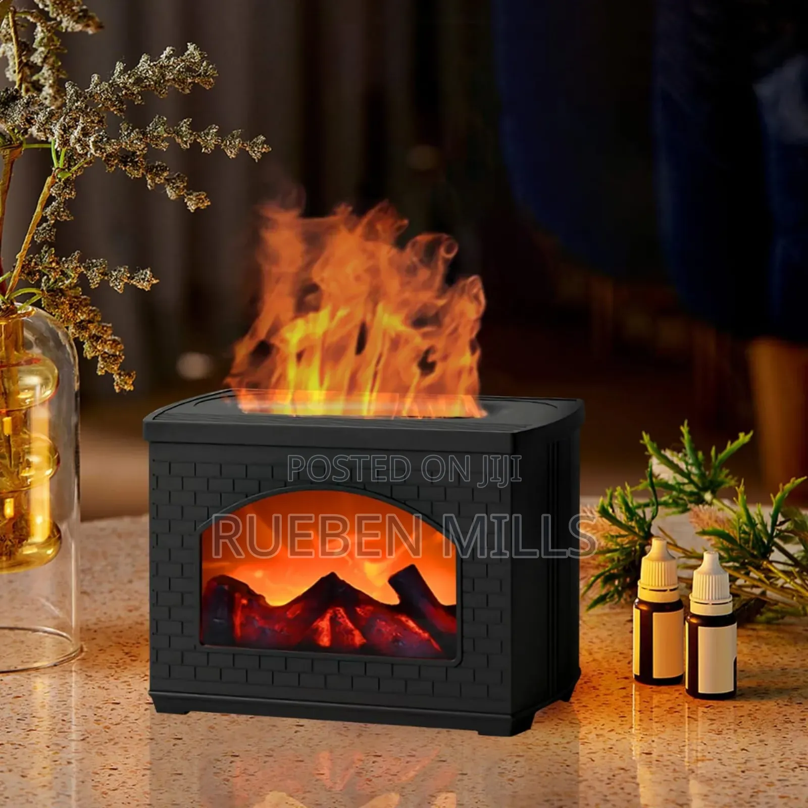 Aromatic Electrical Aroma Essential Oil Diffuser - Black Fireplace