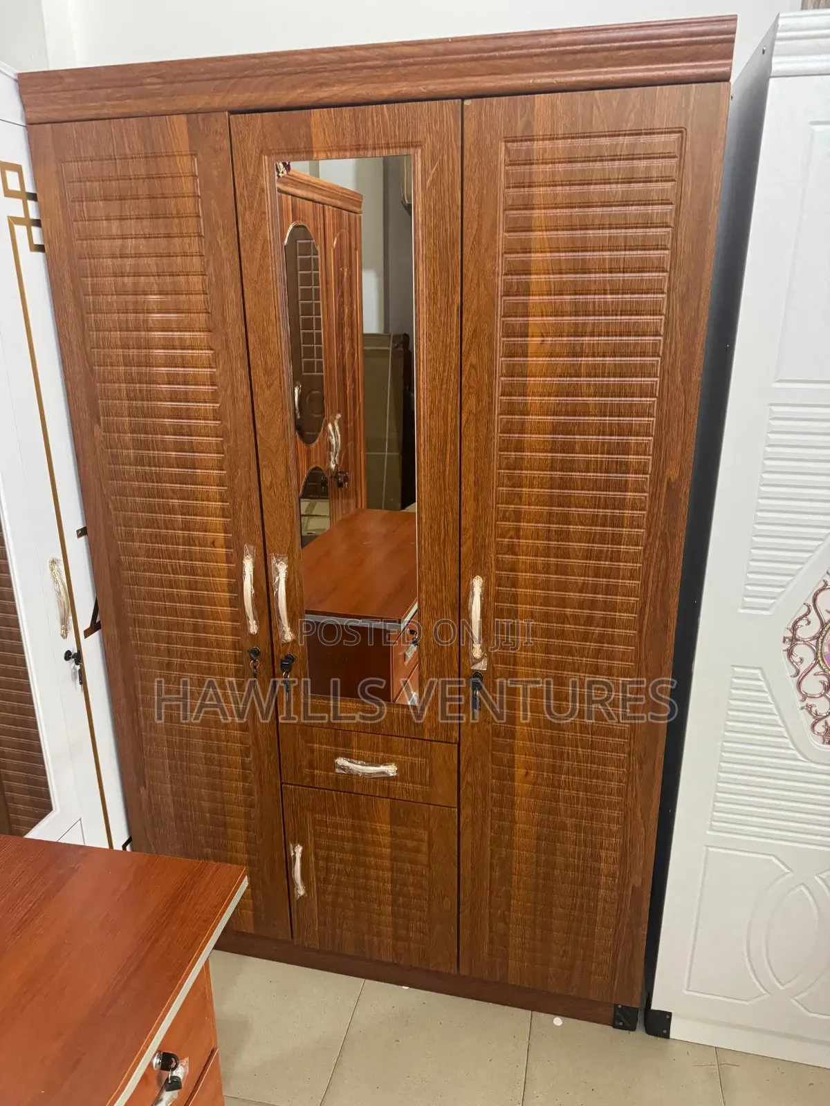 Three in One Wooden Brown Wardrobe