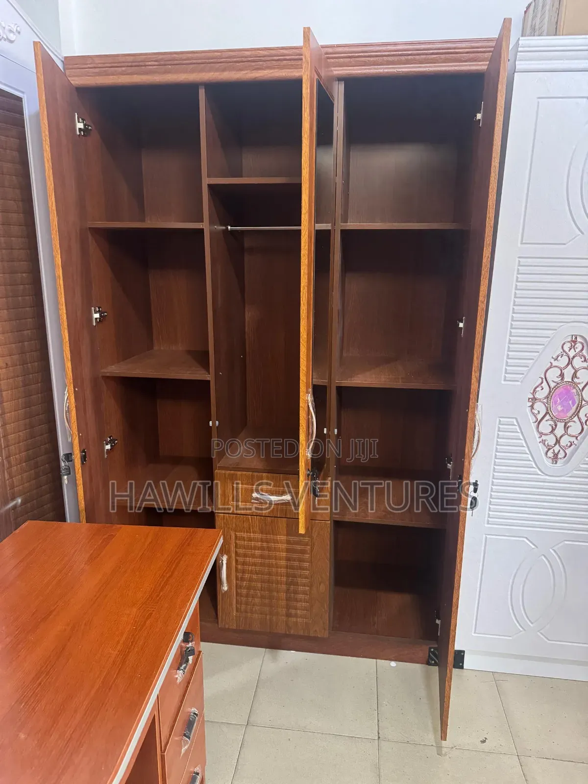 Three in One Wooden Brown Wardrobe
