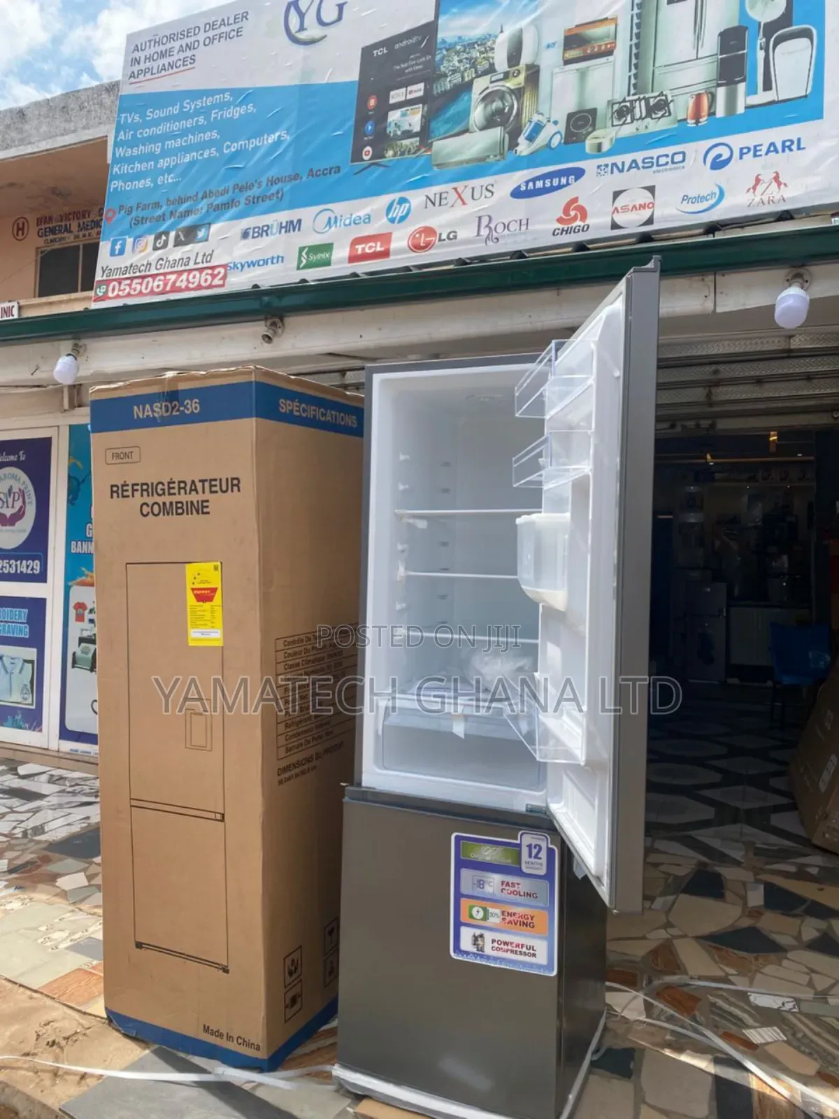 Energy Saving 3 Stars Nasco 268 Litre Fridge With Water Dispenser