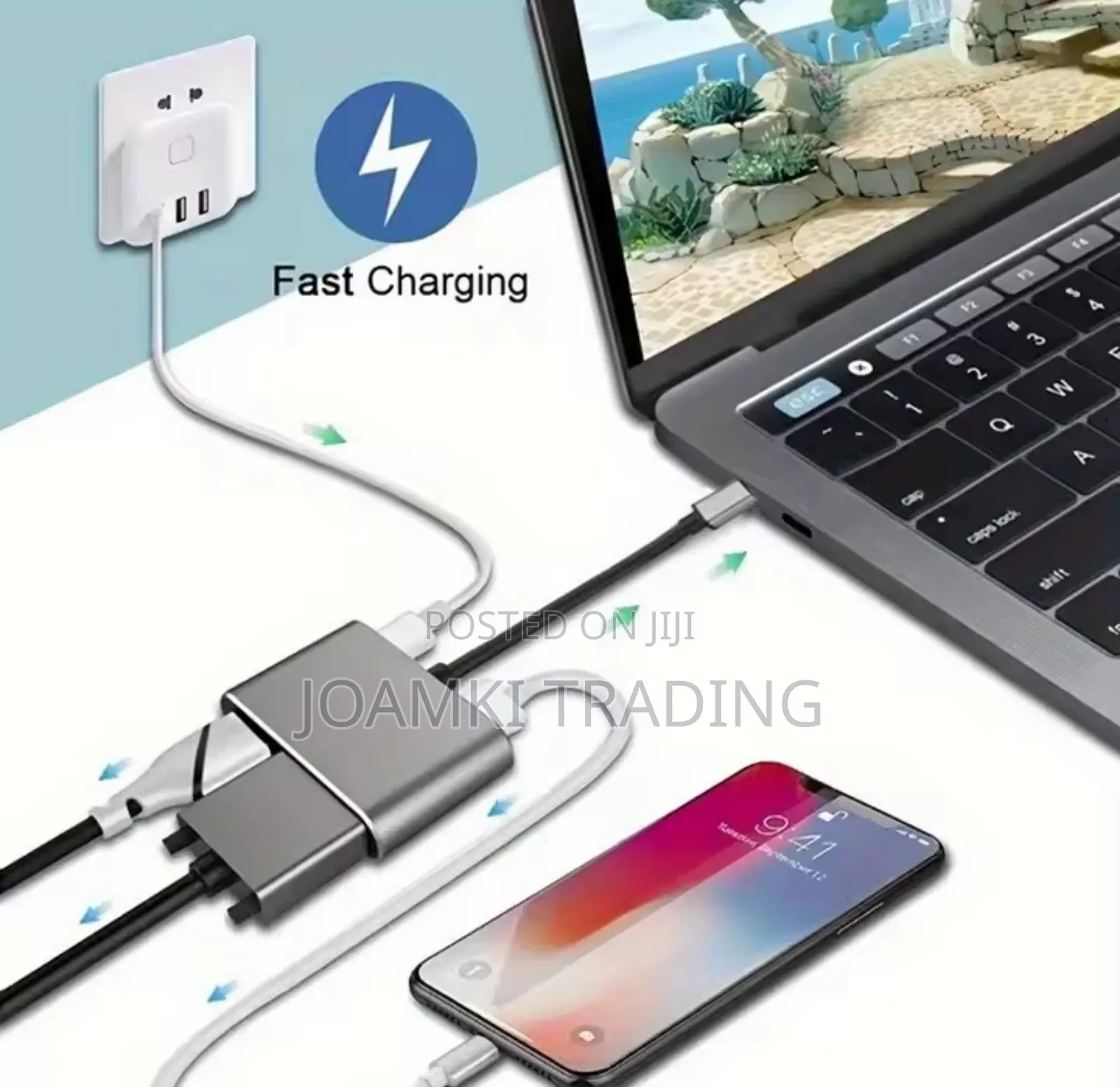 4 in 1 Usb Type C Hub Docking Station to Hdtv, Vga,100w Pd for Laptop