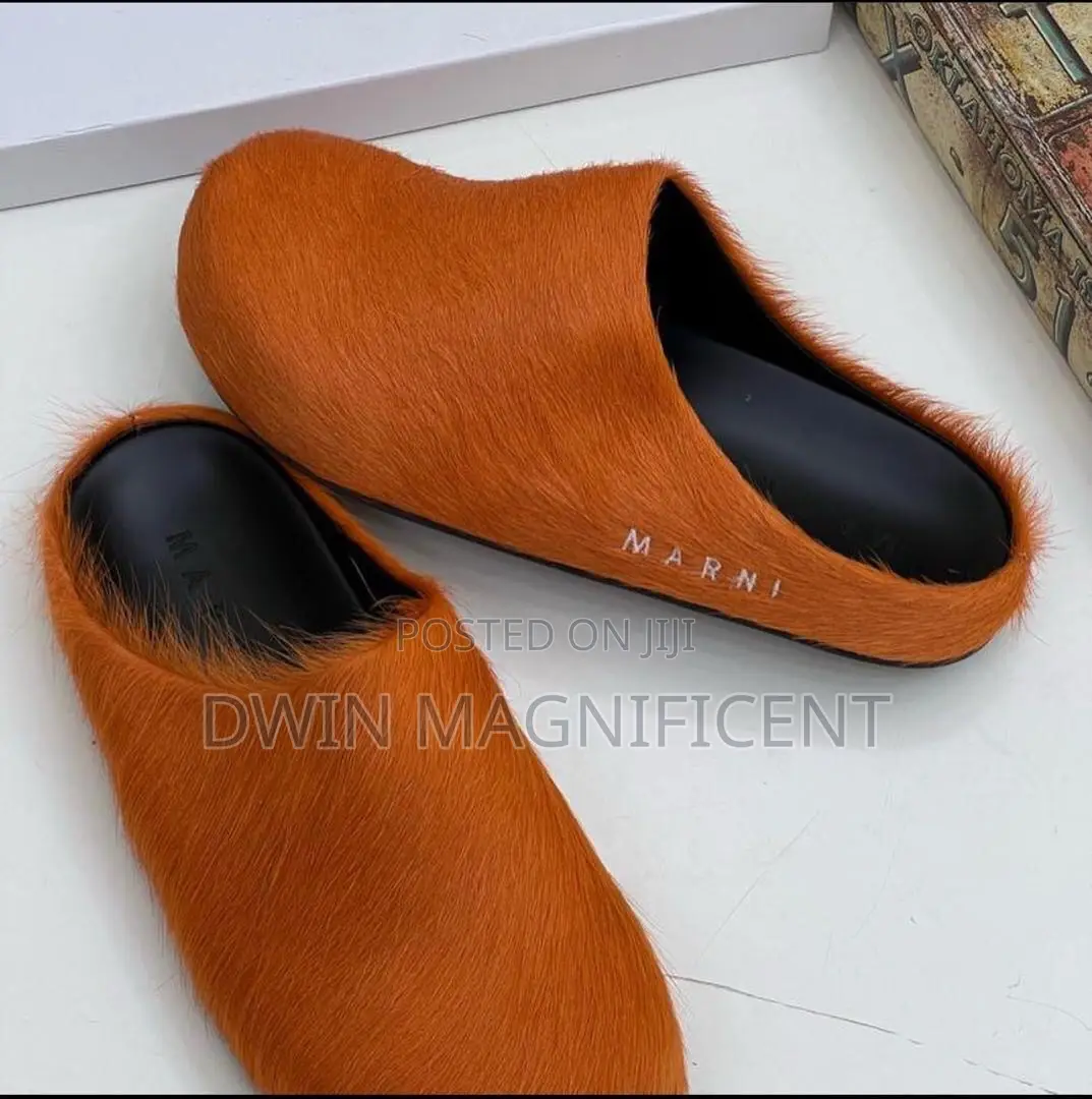 Marni Fussbett Sabot Calf-Hair Slippers