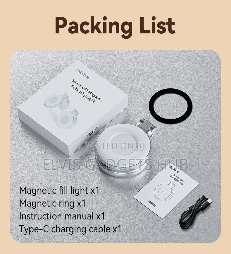 Telesin C03 Magnetic Selfie Ring Light