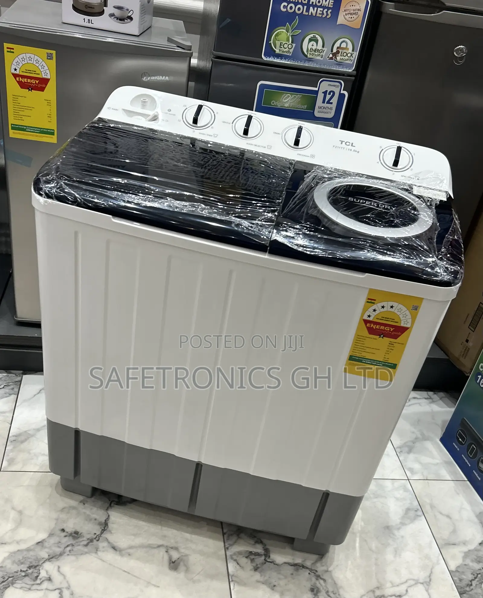 Durable Toplaod Semiautomatic TCL 11kg White Washingmachine