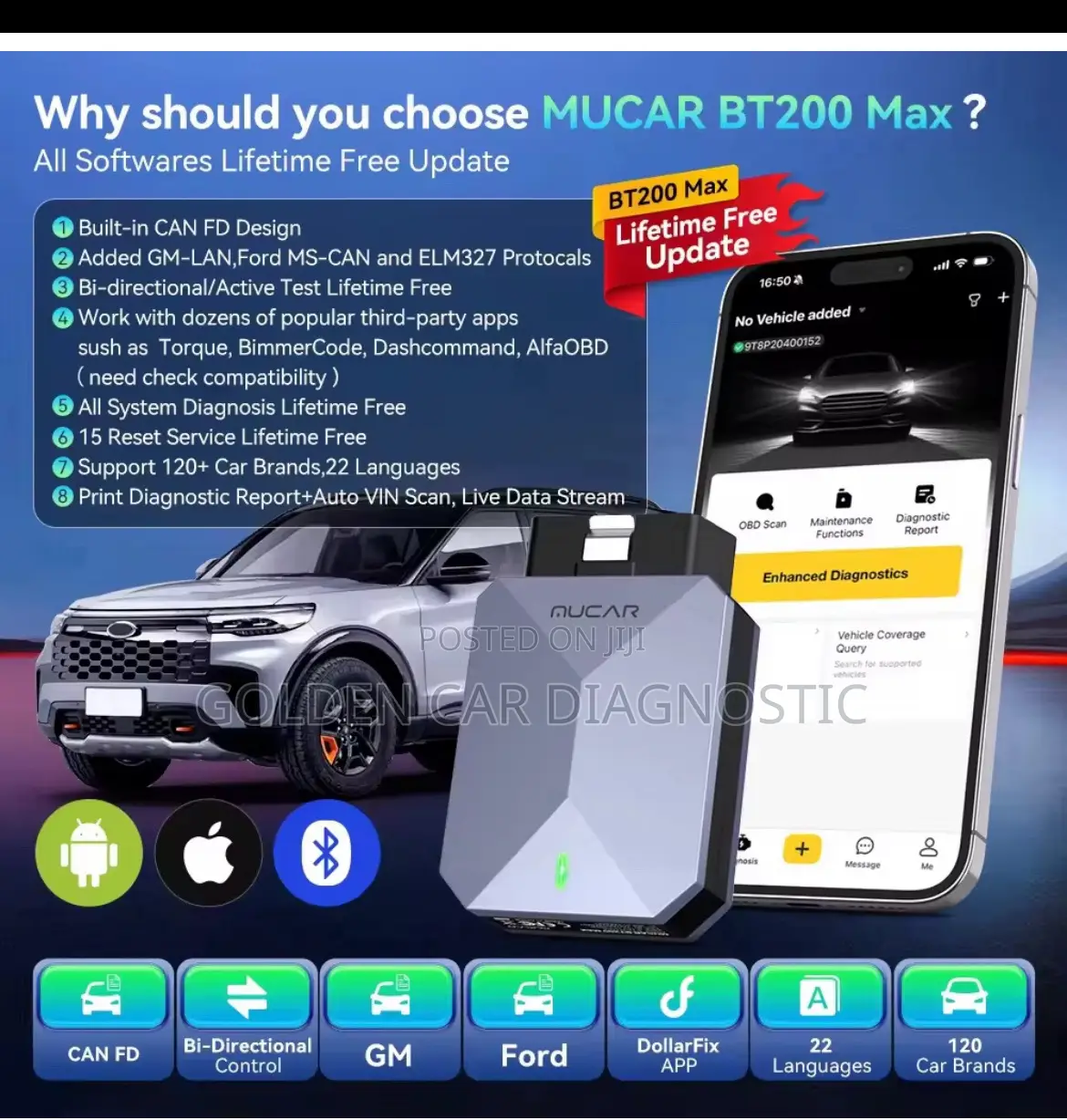 Mucar Bt200 Max Obd2 Car Diagnostic Scanner