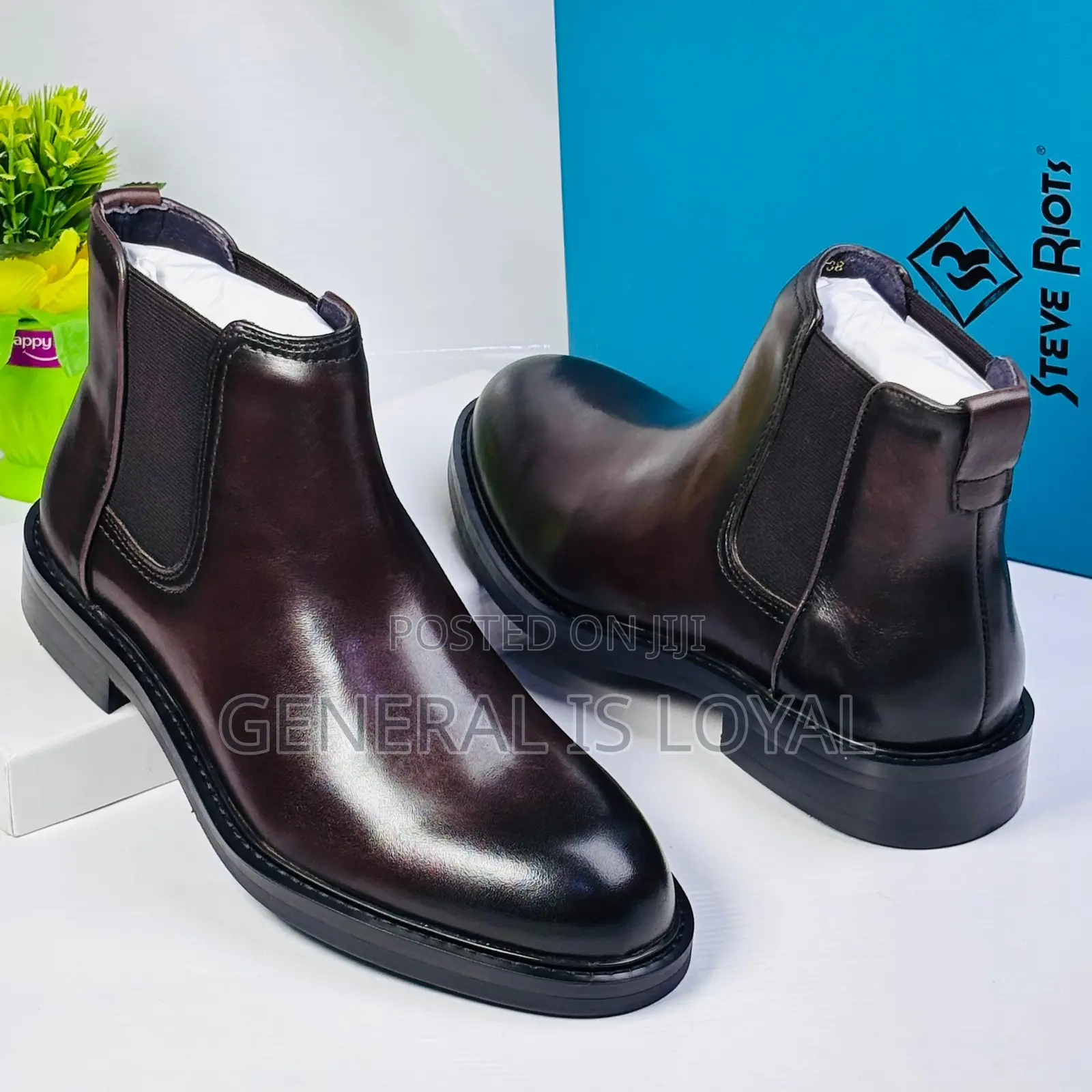 Steve Riots Coffee Leather Men’S Elastic Boot