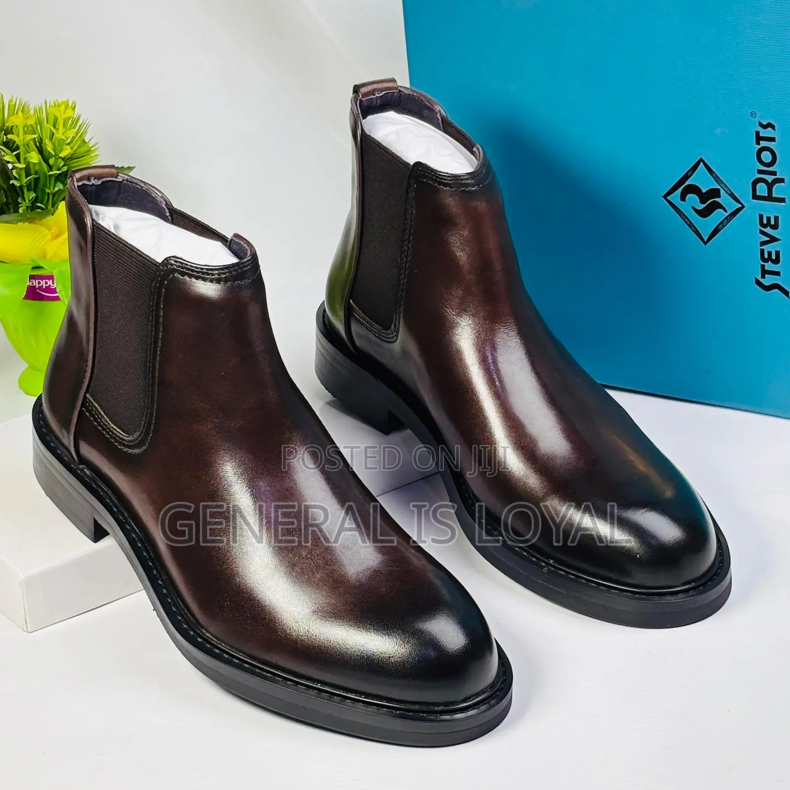 Steve Riots Coffee Leather Men’S Elastic Boot