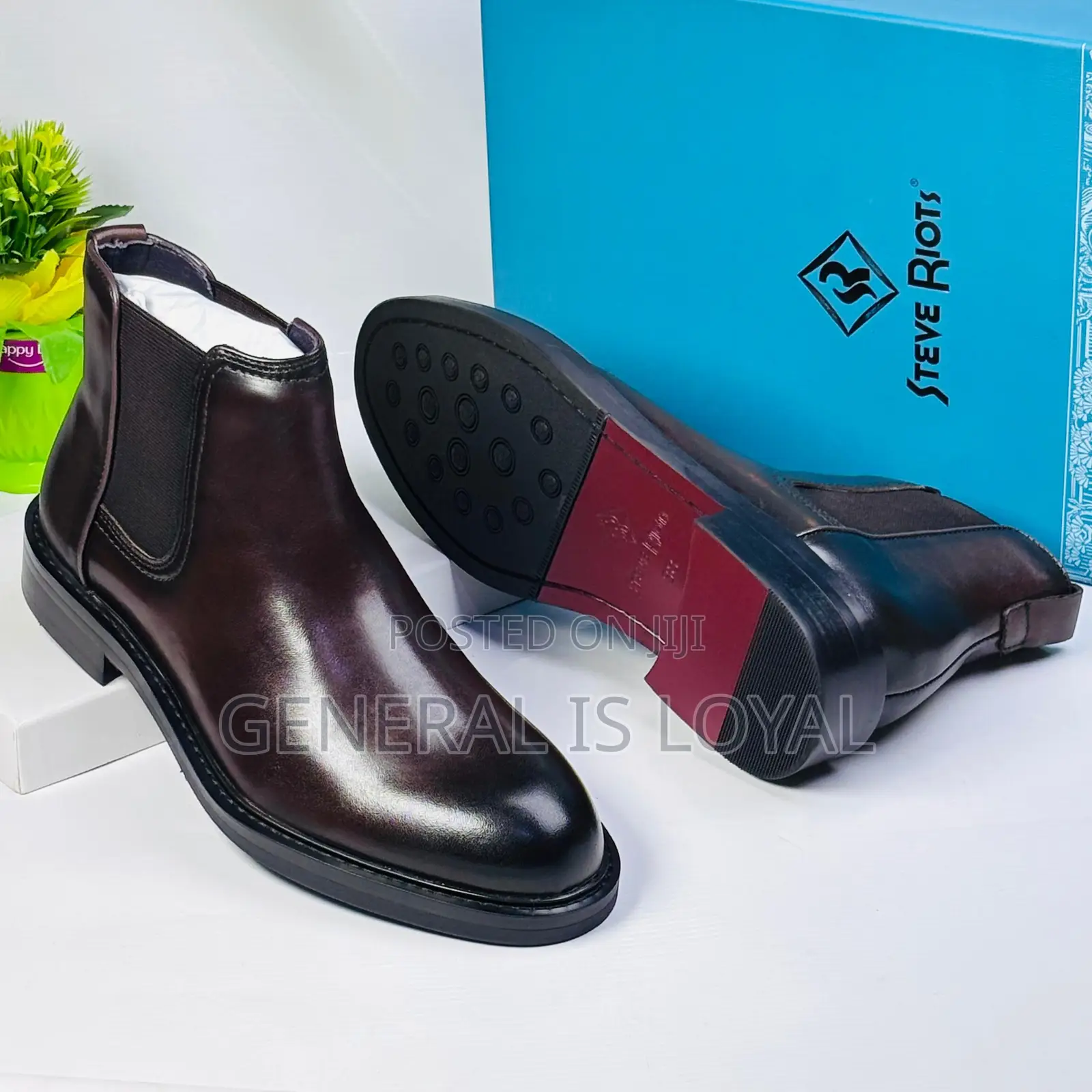 Steve Riots Coffee Leather Men’S Elastic Boot