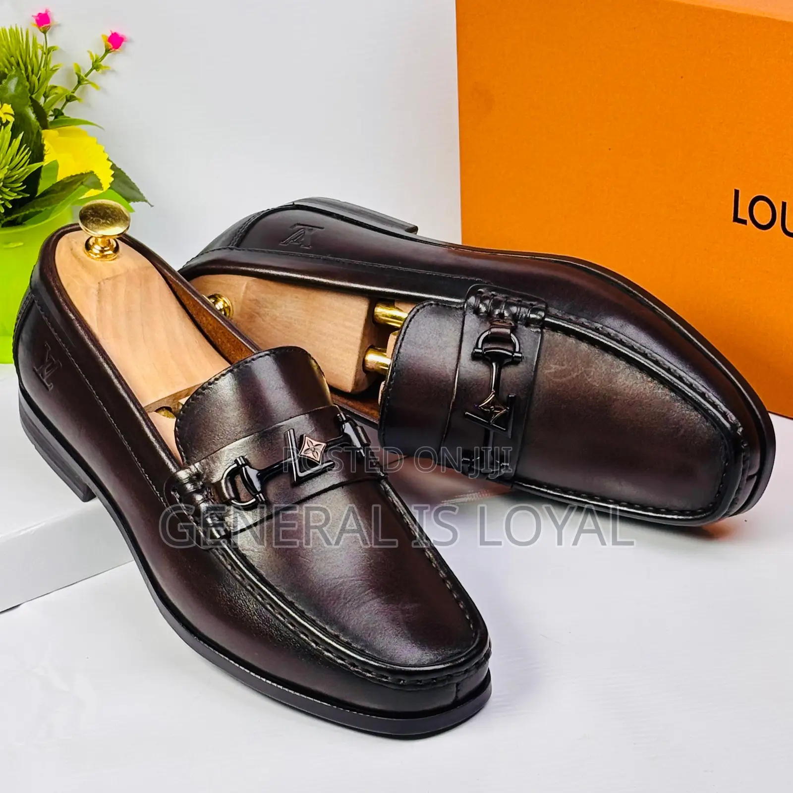 Louis Vuitton Coffee Solid Leather Men’S Loafers