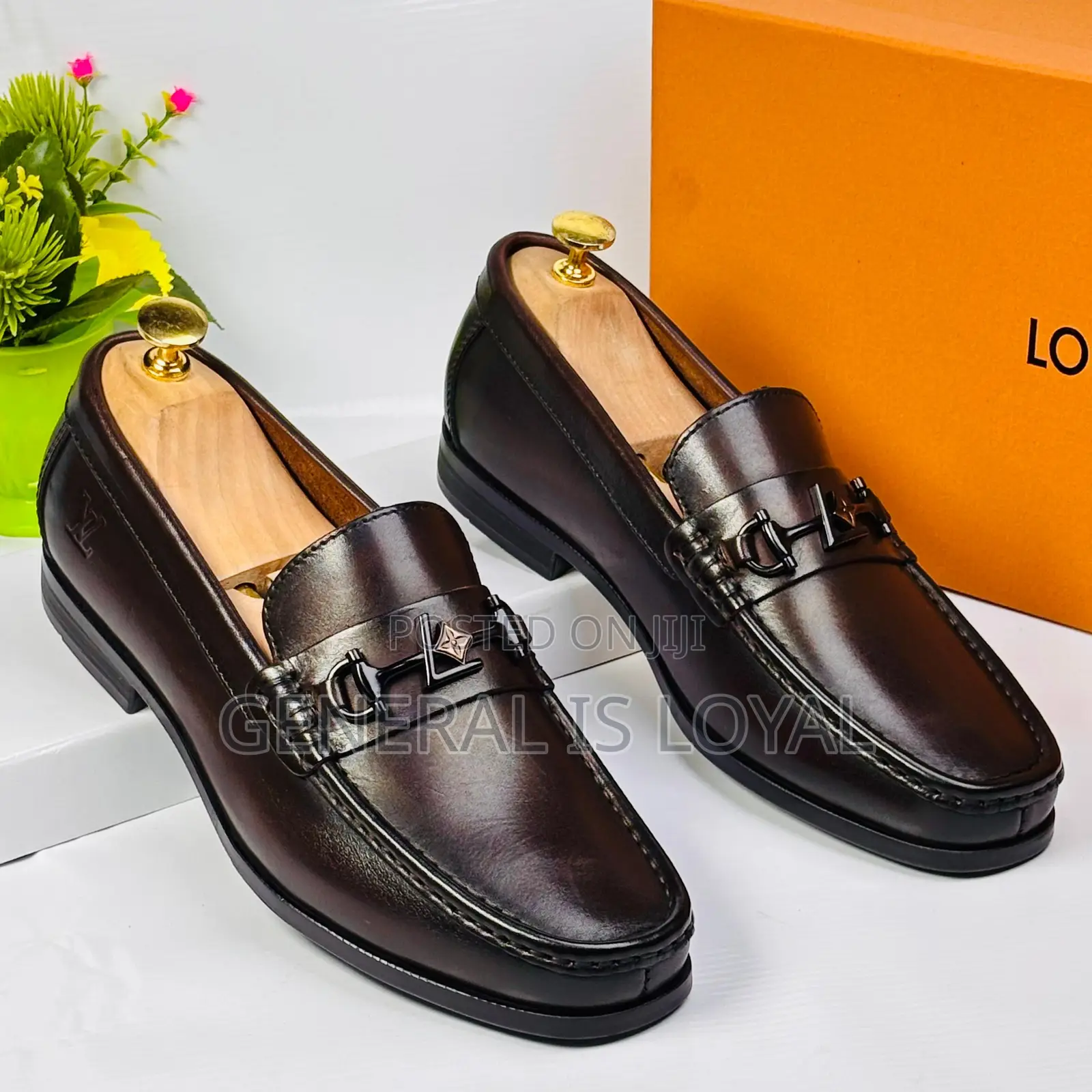 Louis Vuitton Coffee Solid Leather Men’S Loafers