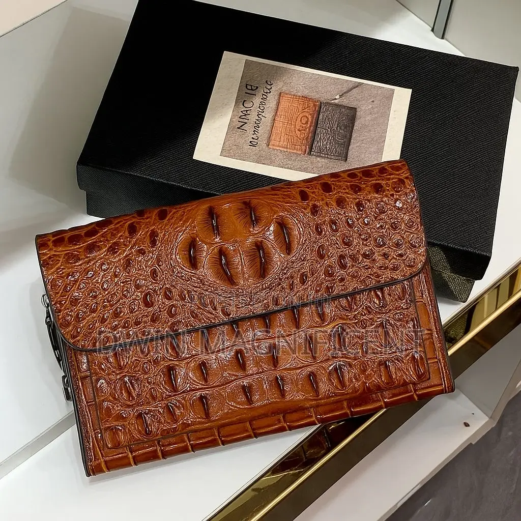 Genuine Crocodile or Alligator Leather Clutch Bag