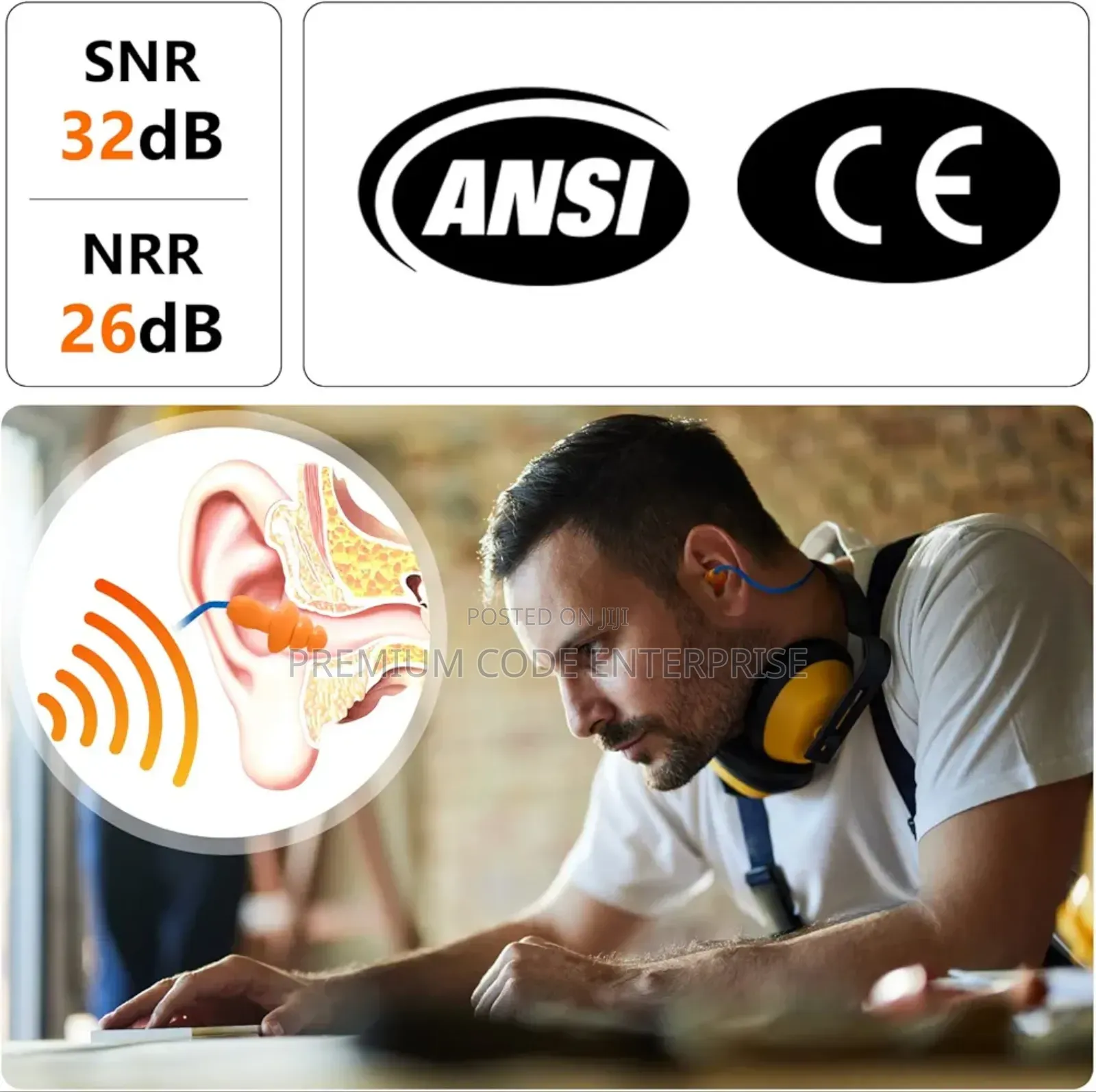 Safety Corded Earplugs – Industrial Hearing Protection (100 Pairs)