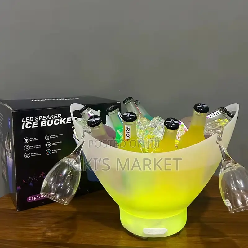 7l Led Light Champagne Bucket With Bluetooth Speaker